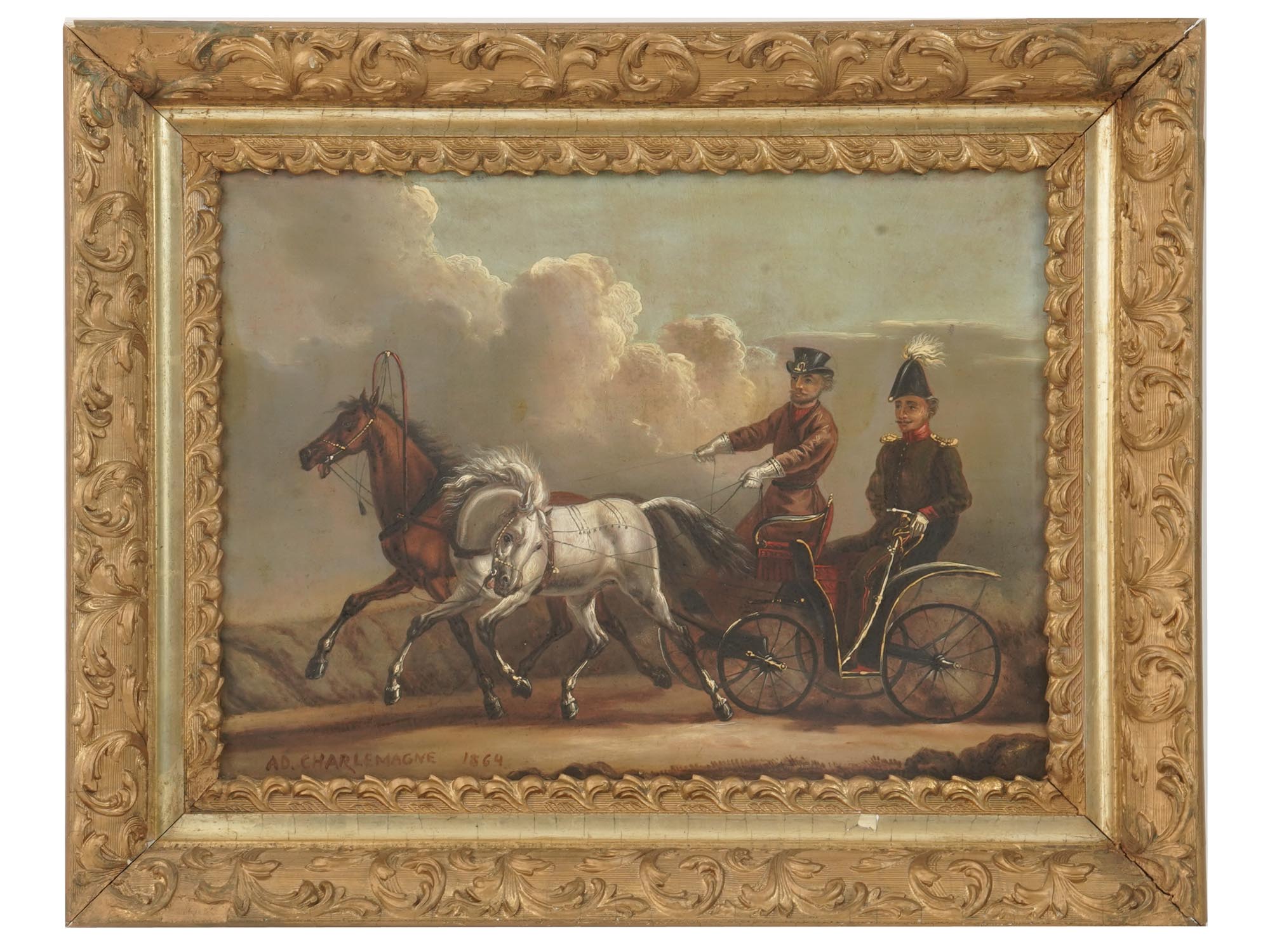 RUSSIAN OIL PAINTING BY ADOLF CHARLEMAGNE, 1864 PIC-0